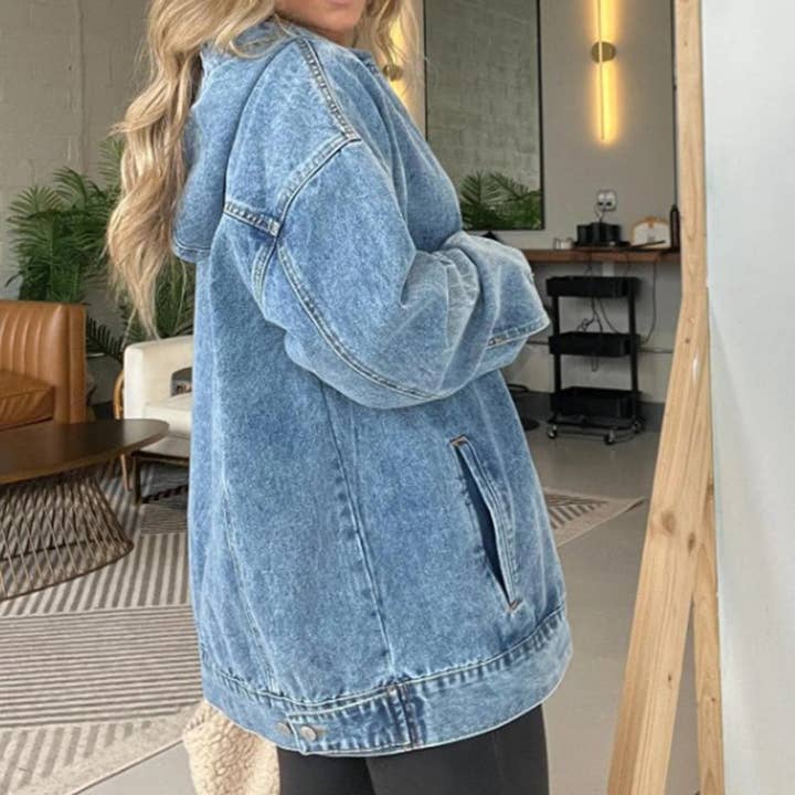 DE VAVE - Wholesale Hoodie - Women's - Oversized Denim Hoodie