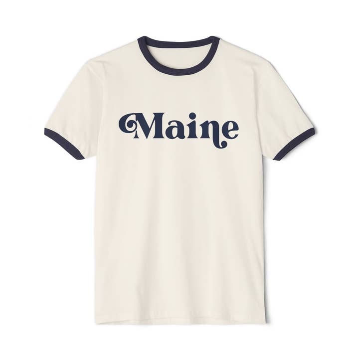 Maine Cotton Ringer Graphic Tee for wholesale by Hey Mountains