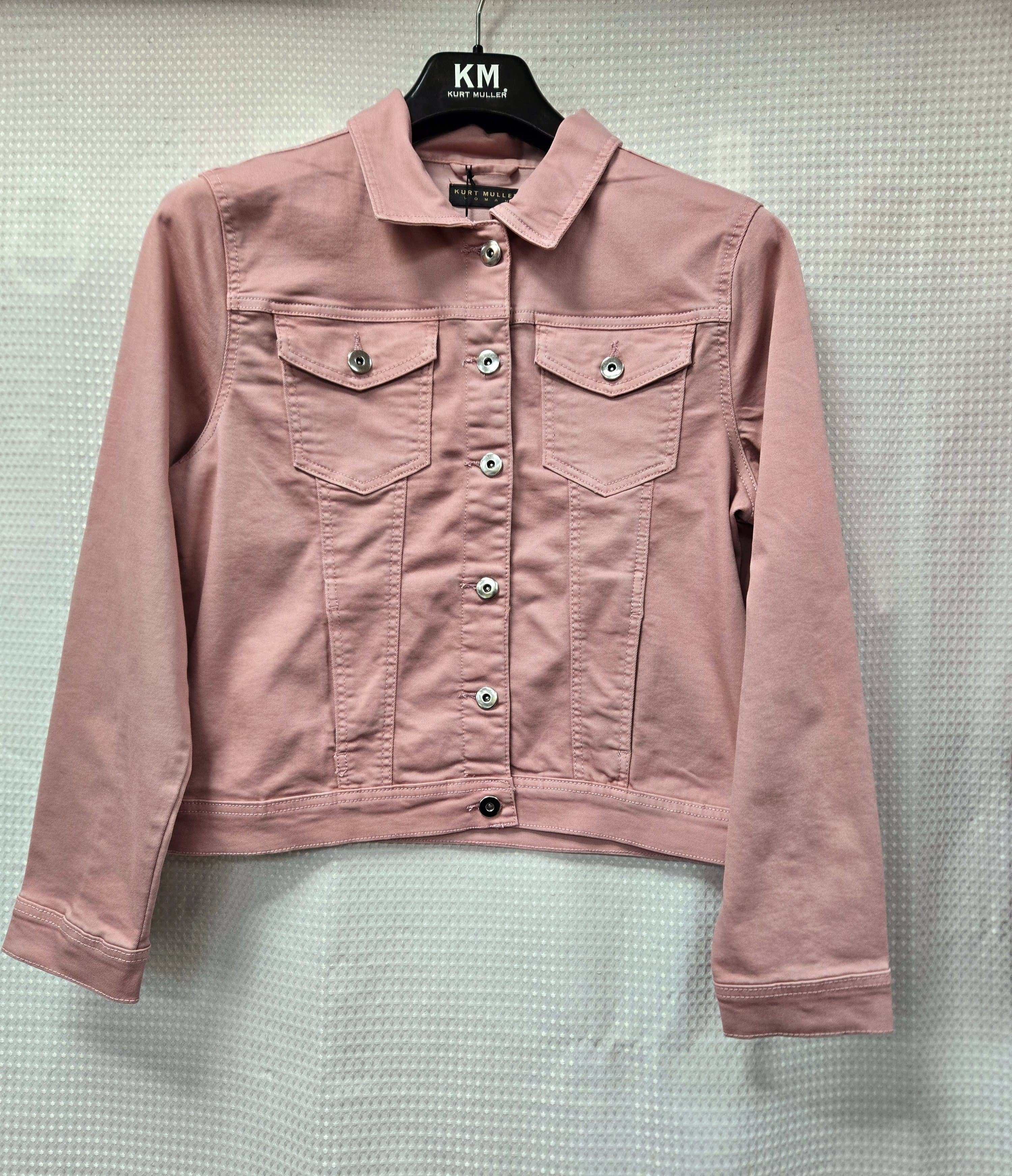 Kurt Muller - Vendita all'ingrosso Giacca di jeans - Donna - Giacca in denim di cotone elasticizzato rosa tenue lavato Kurt Muller4