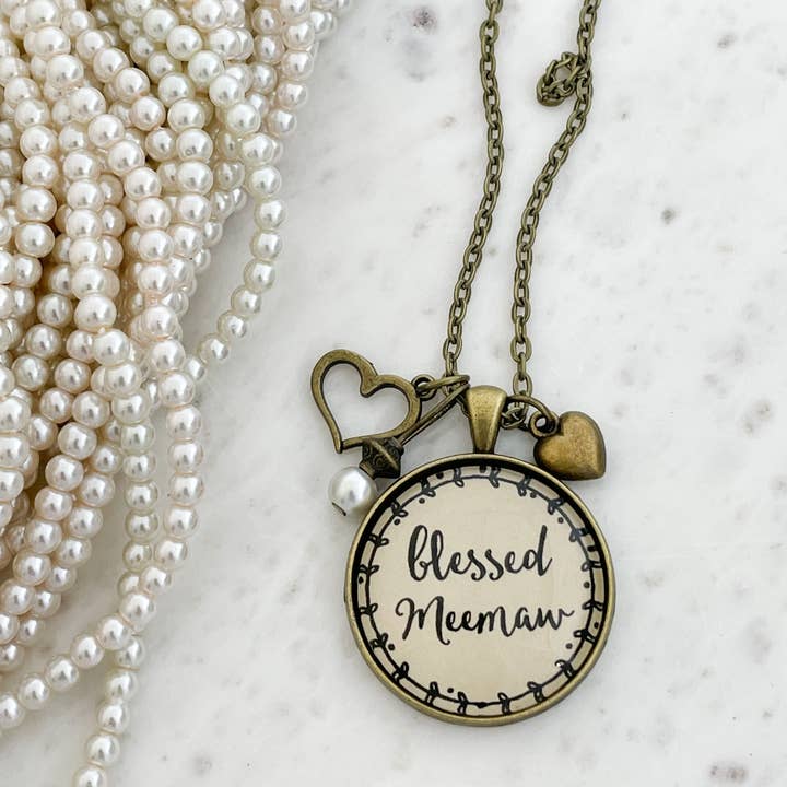 Blessed Meemaw glazen hanger ketting voor wholesale door Ivy Barn Designs