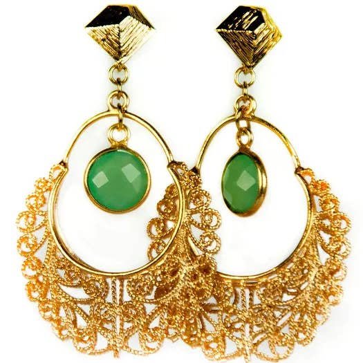 Boucles Frida aventurine pour la vente par Baroca Bijoux Paris
