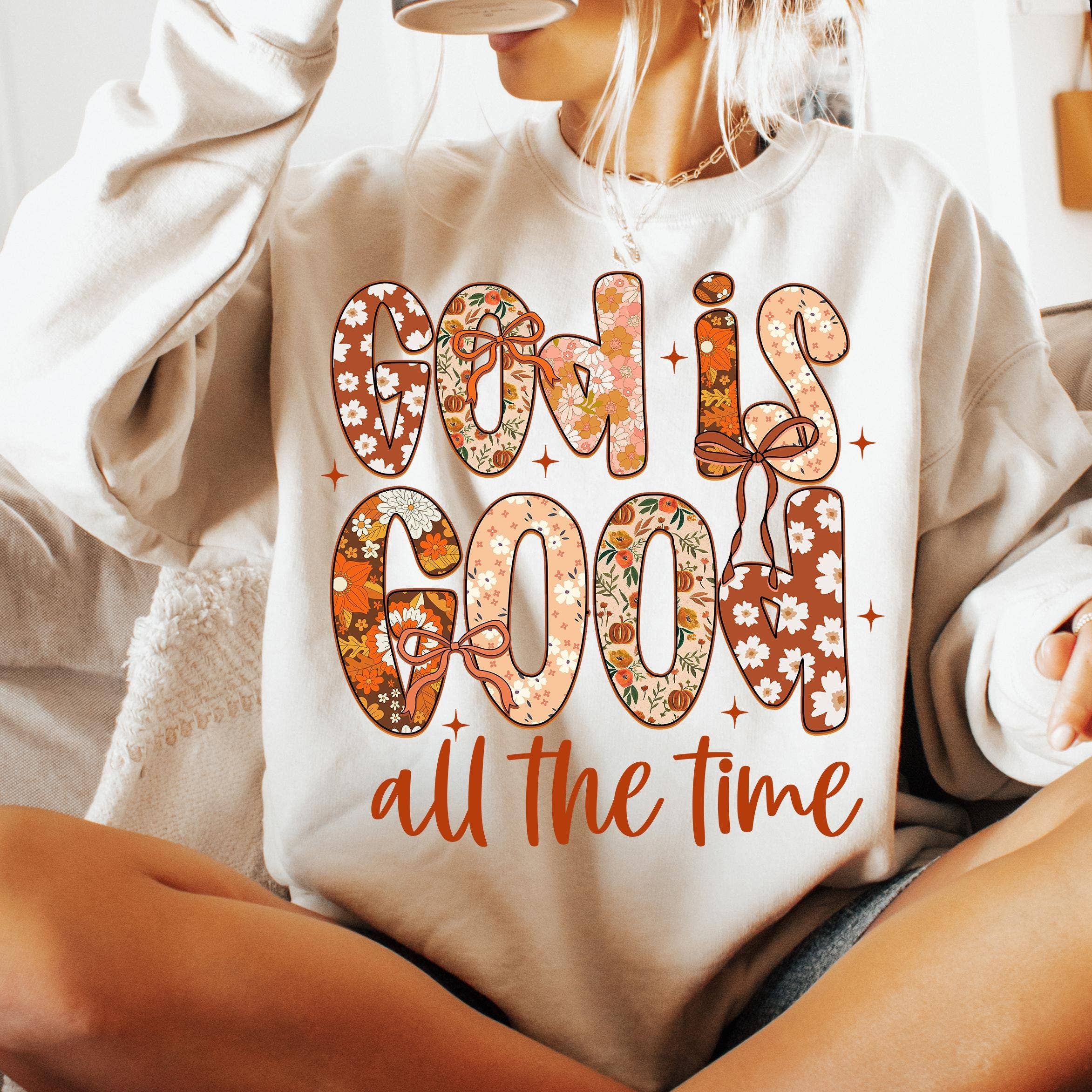NVC Ecommerce LLC - Wholesale T-Shirt (Graphic) - Women's - God is Good T-Shirt, Christian Fall Sweatshirt, Autumn Jesus2