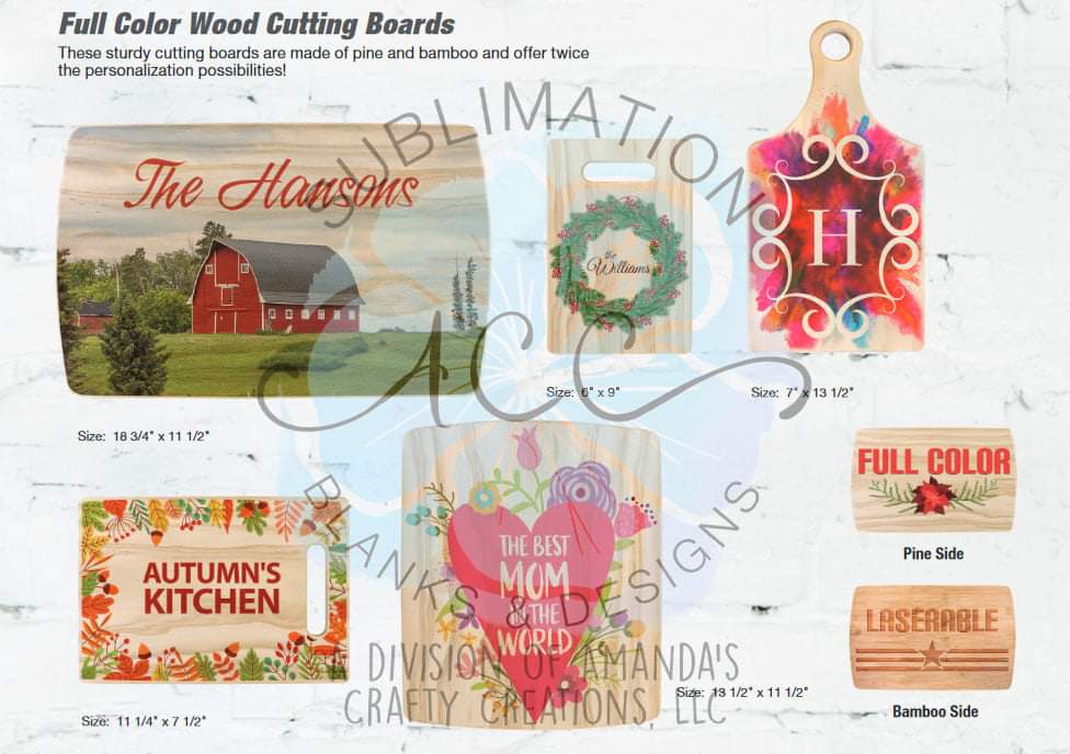 ACC Sublimation Blanks - Wholesale Cutting Board - Engraveable and sublimatable Cutting Board, Bamboo and pine cutting board for engraving AND sublimation, sublimation blank, engraving blanks0