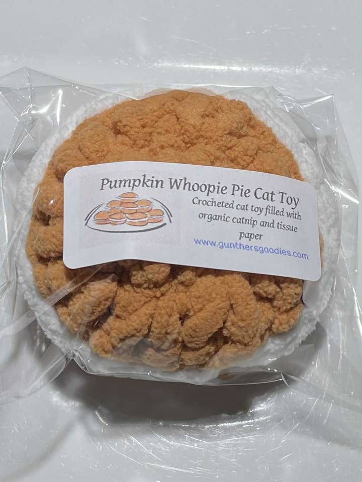 Pumpkin Whoopie Pie Catnip Cat Toy for wholesale by Gunther's Goodies