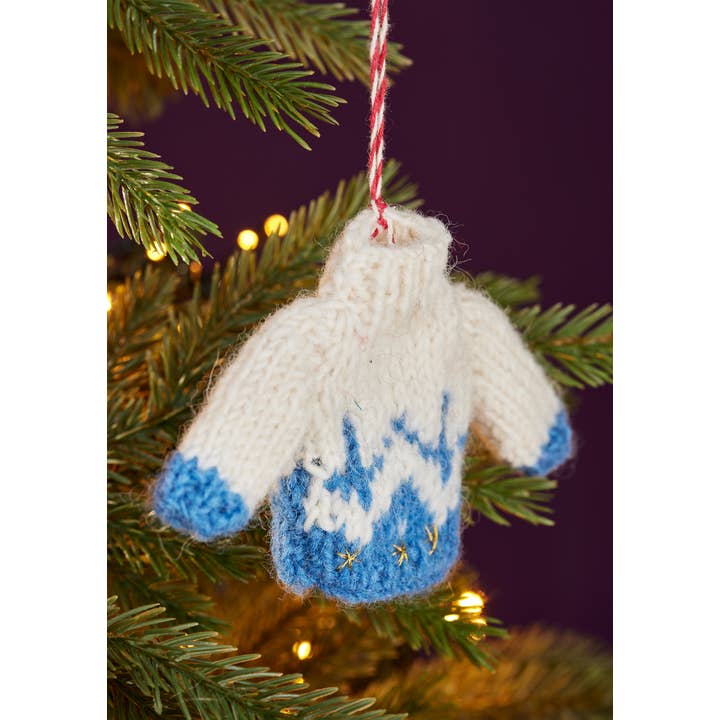 Namaste - Wholesale Christmas decoration - Set of 3 Knitted Winter Woolies Blue1