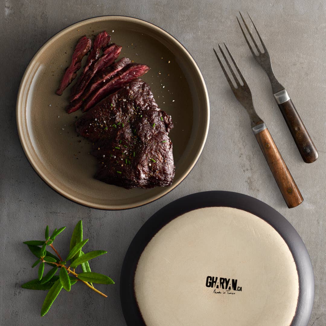 GHARYAN Stoneware & Olive Wood Tableware | Ships from USA - Wholesale Salad Plate - Handmade Stoneware Pasta/Salad Plate | Edan 7.9"5