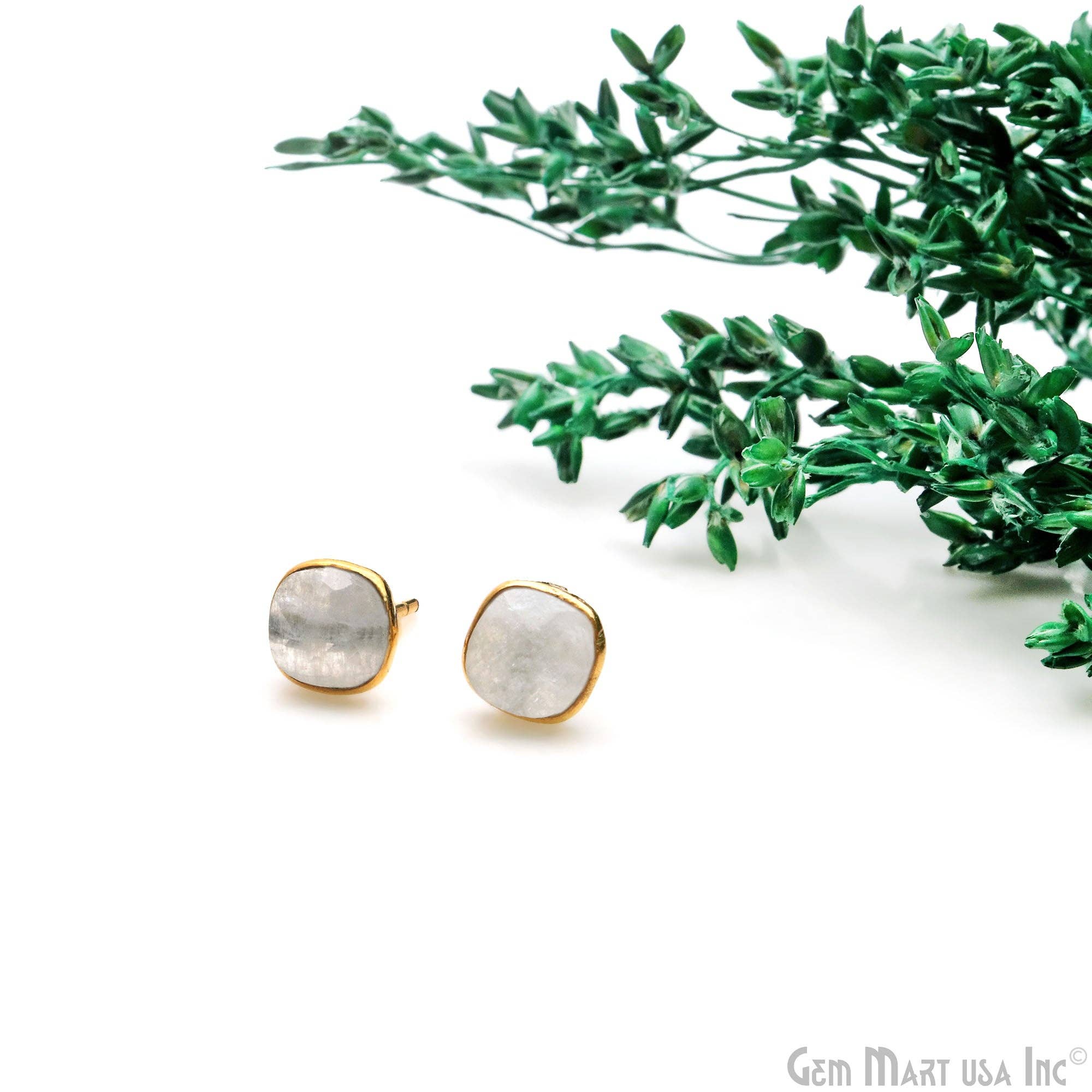 GemMartUSA – wholesale Solitärörhängen – Ädelsten Kudde Form 6mm Guldpläterade Små Studs Örhänge1