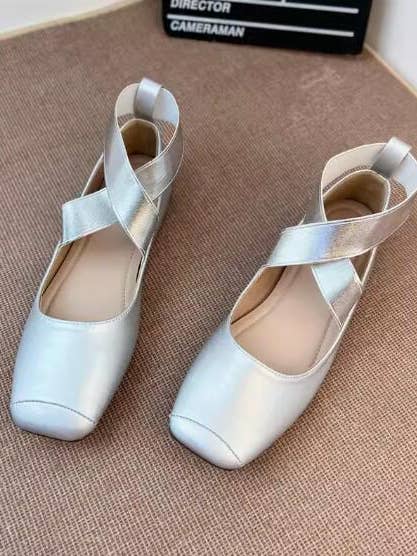 Whisper Mint - Wholesale Flats – Women’s - Stylish French Elastic Cross Strap Mary Jane Ballet Shoes2