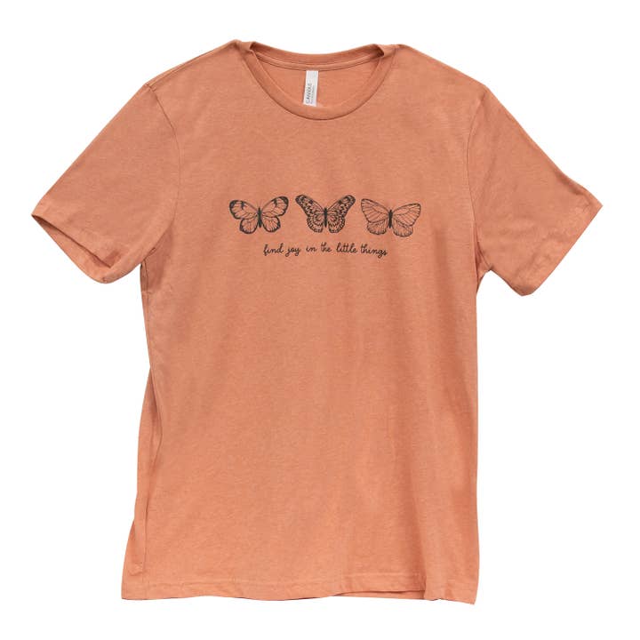 Find Joy Butterfly T-Shirt, Heather Sunset XXL for wholesale by Col House Designs