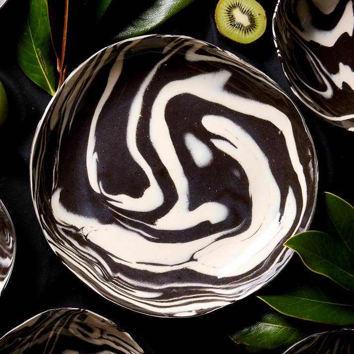 Porcelain Serving Bowls - Black & White 10" for wholesale by Messy Jessy Ceramics