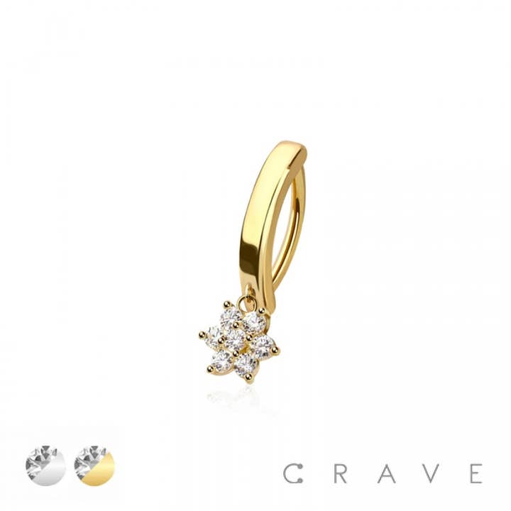 CRAVE – wholesale Belly ring – 316L SURGICAL STEEL MULTI CZ FLOWER RAIL CLICKER BELLY RING3
