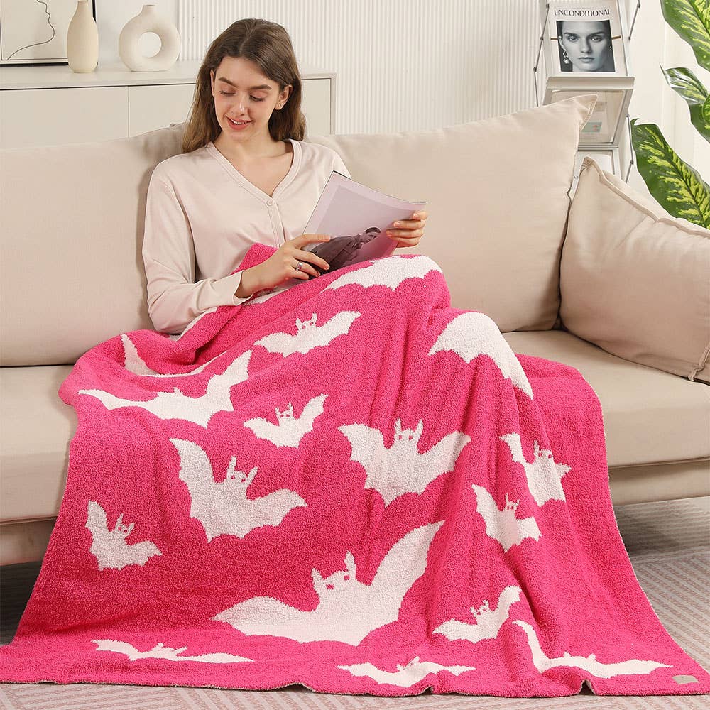 Sensibling Corp. - Wholesale Throw blanket - Halloween Bat Patterned Reversible Throw Blanket5