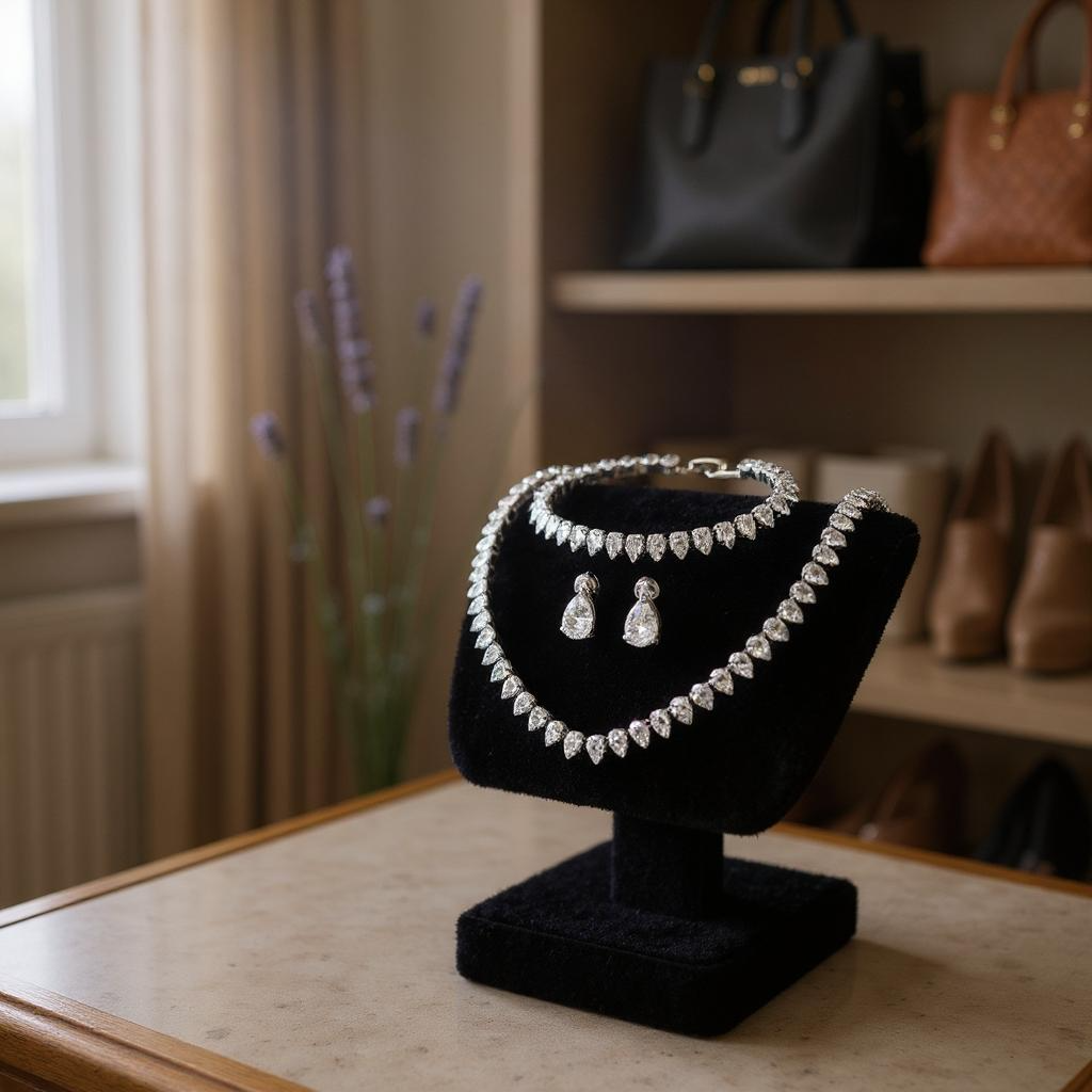 Athena Bridal Jewellery – wholesale Jewellery set – CZ COLLECTION - TIMELESS ELEGANCE SET - CZNK247 SILVER5