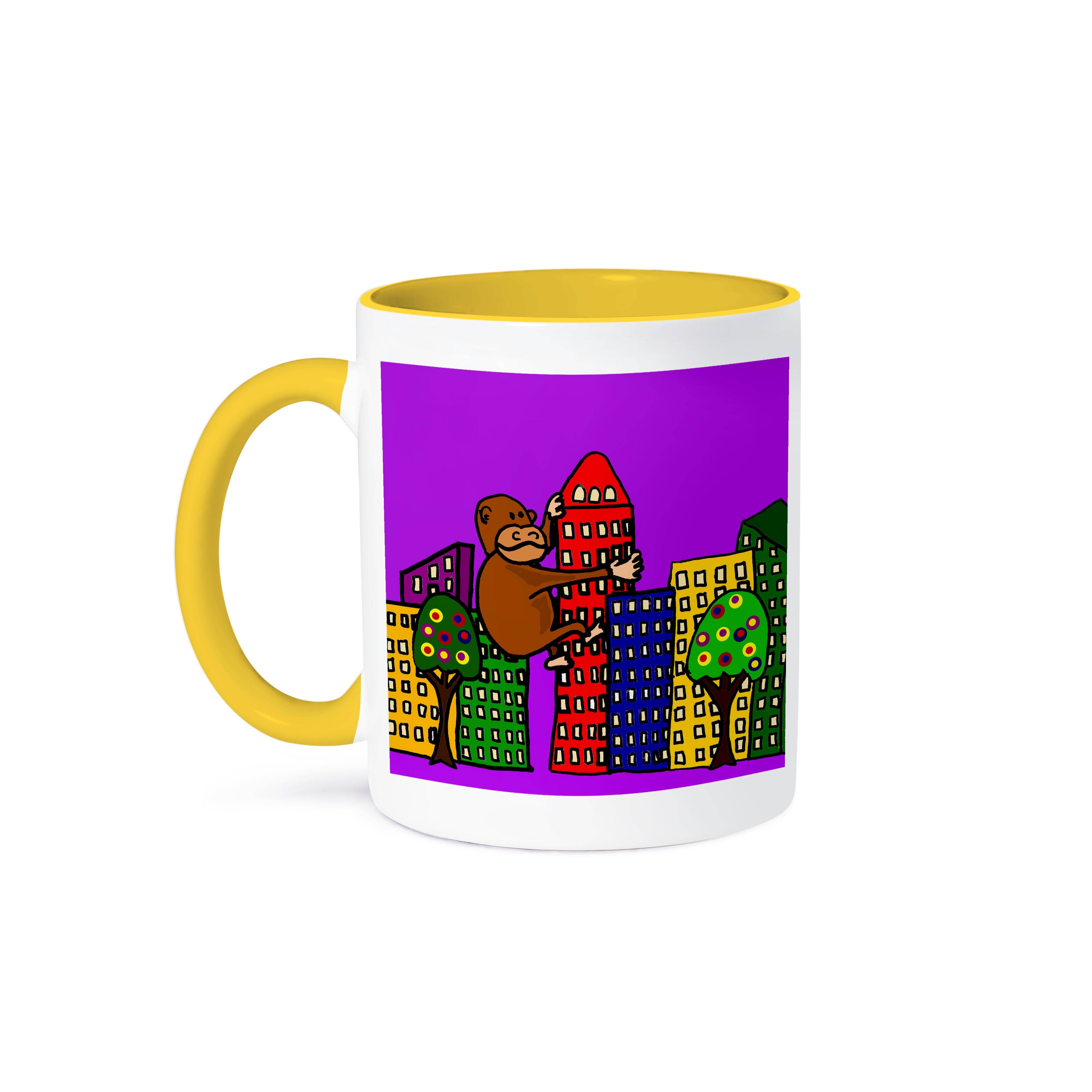 3dRose - Wholesale Coffee Mug - 3dRose, Funny Gorilla Climbing tall Building Folk Art, Mug0