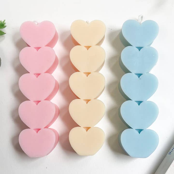 Heart shaped pillar candles, Pastel dining candle for wholesale by Chow's Stories