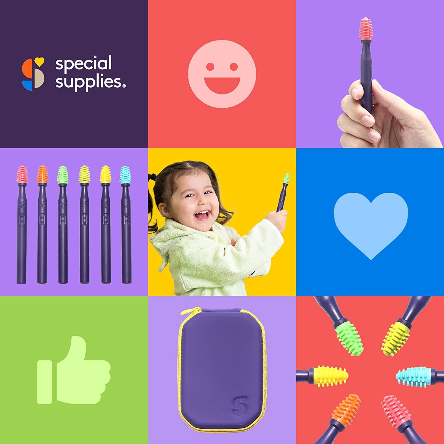 Special Supplies - Wholesale Toothbrush - Kids & Baby - Sensory Mouth Brushes and Oral Stimulation Tools for Kids and Adults, 6 Pack, with Soft Textured Heads, Travel Case Included7