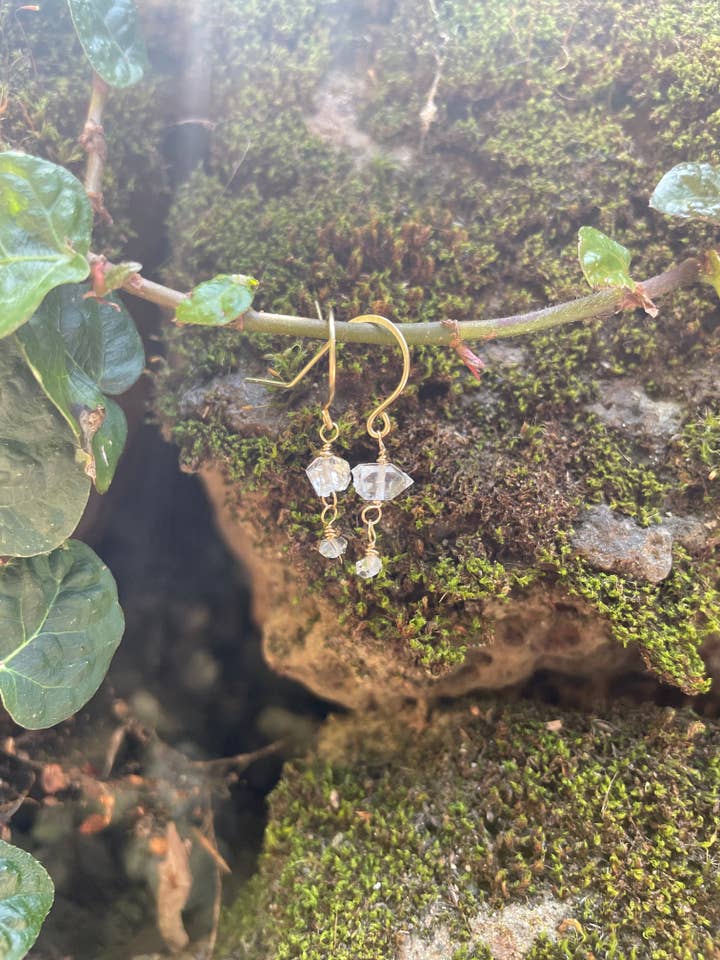 Dawn Drops • Diamant Herkimer pour la vente par Woods to Wire