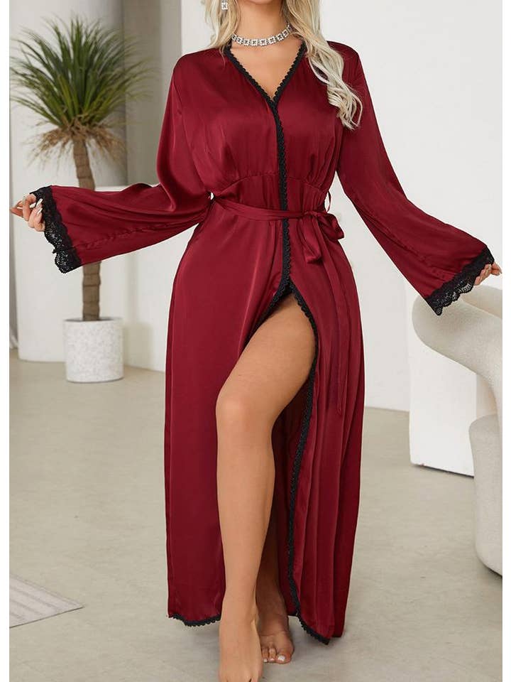 Rosa Clothing - Wholesale Robe - Women's - Sheer Heart Satin pajama Bathrobe Robe5