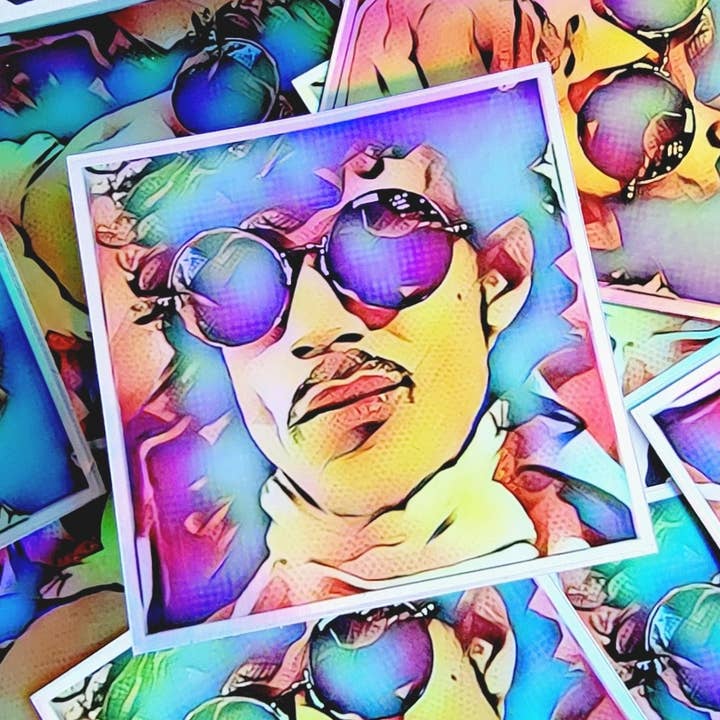 HOLOGRAPHIC PURPLE ONE STICKER for wholesale by TEAM JEMINI DESIGNS