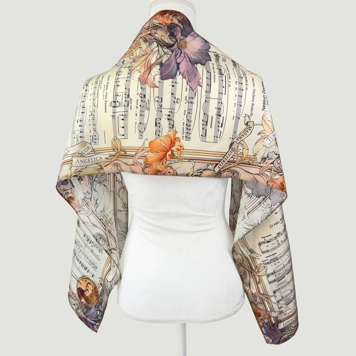 Puccini Inspired Oblong Silk Scarf for wholesale by Opera Scarves