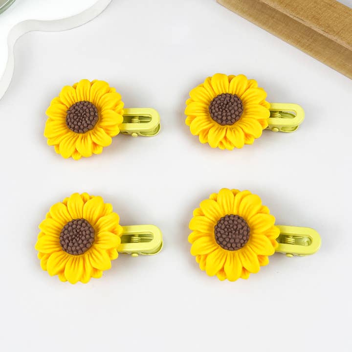 Simple sunflower hair duckbill clip,Flower hair Duckbill for wholesale by mildstyles
