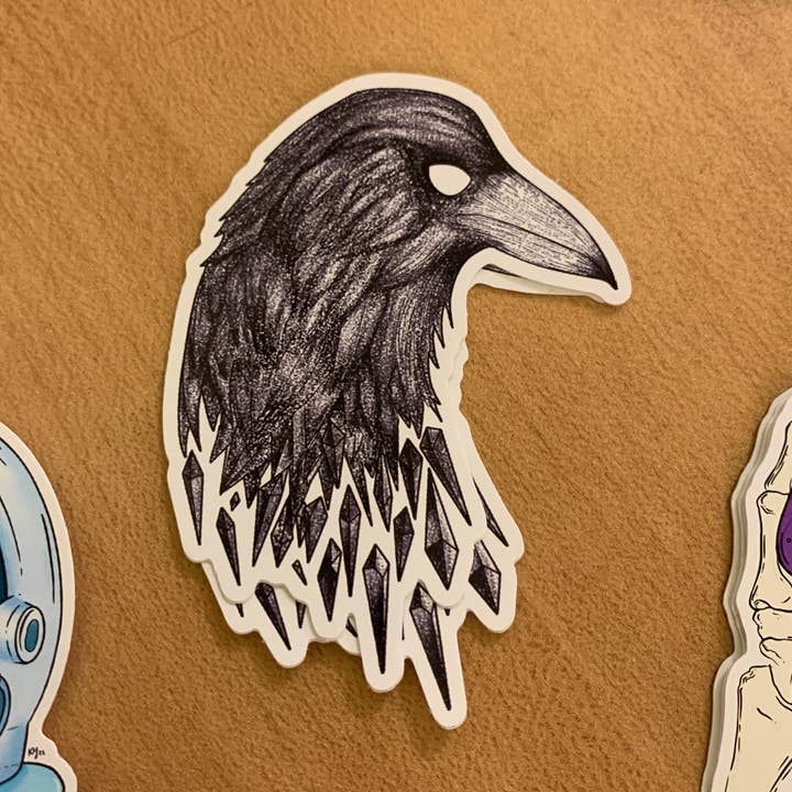 Raven Sticker for wholesale by Doom & Gloom Design
