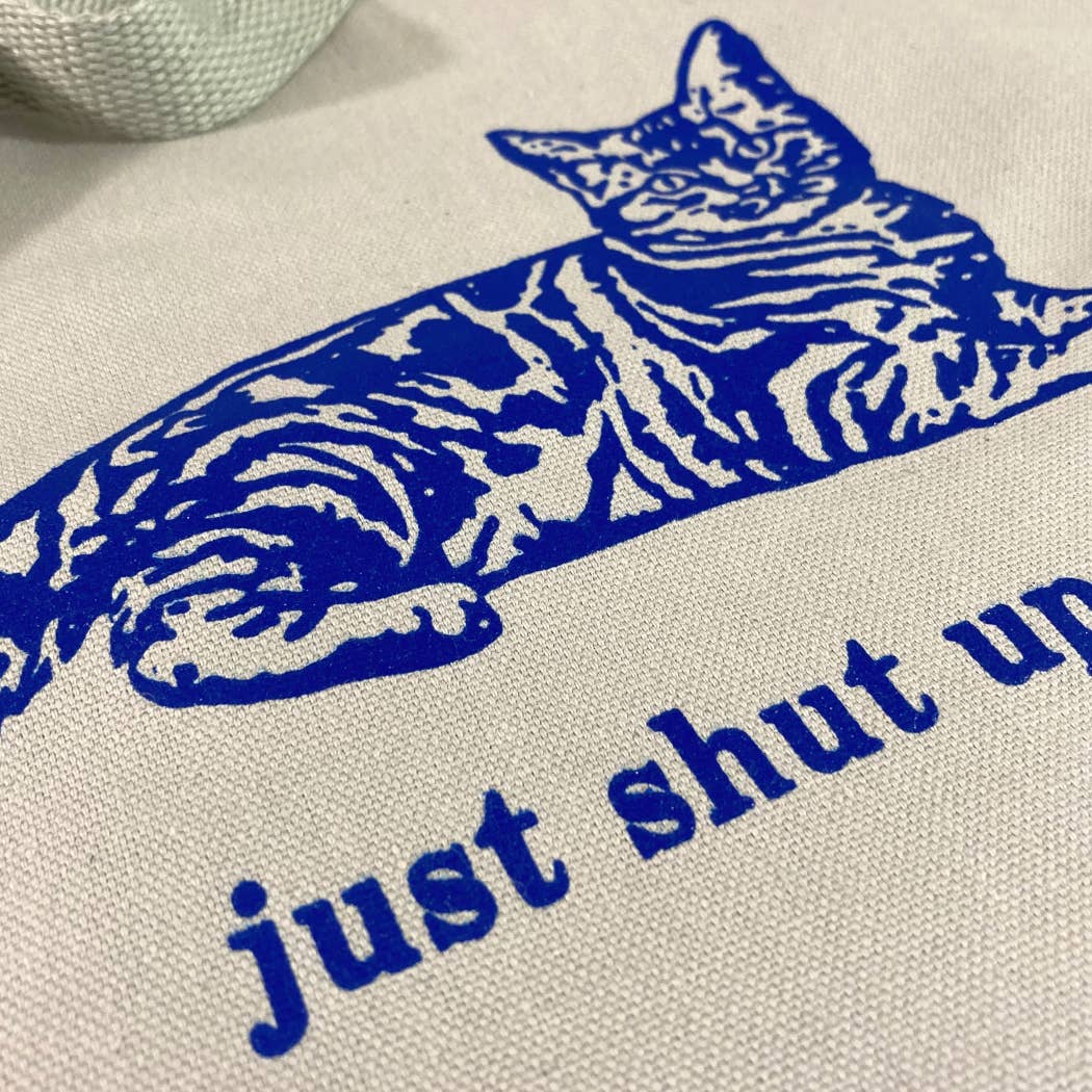 Rx Letterpress - Vente Tote bag – unisexe - Just Shut Up | Humour pour amateurs de chats | Tote bag en toile drôle4