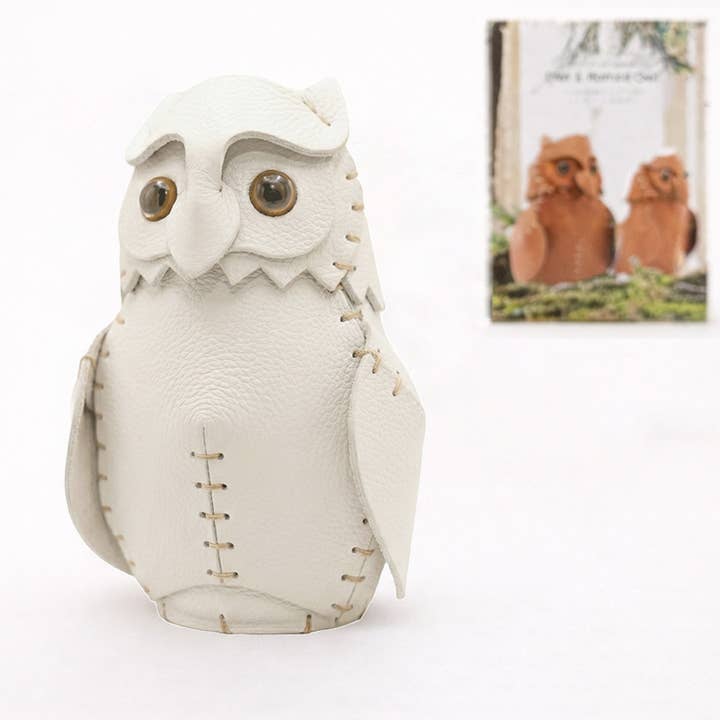 Owl & Horned Owl - Leather DIY Kit / White for wholesale by Kyoto Makotoya