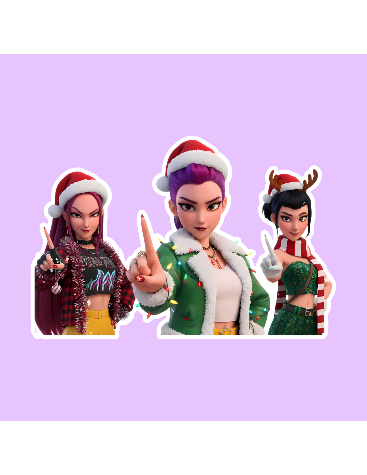 Shadows of Sunshine - Wholesale Sticker - Huntrix Meisjes Kerstthema KPop Geïnspireerde Sticker0