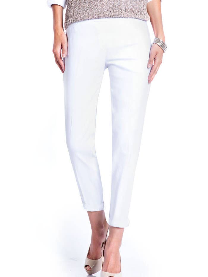 PULL ON GEWEVEN SMALLE BROEK - WIT voor wholesale door Slimsation