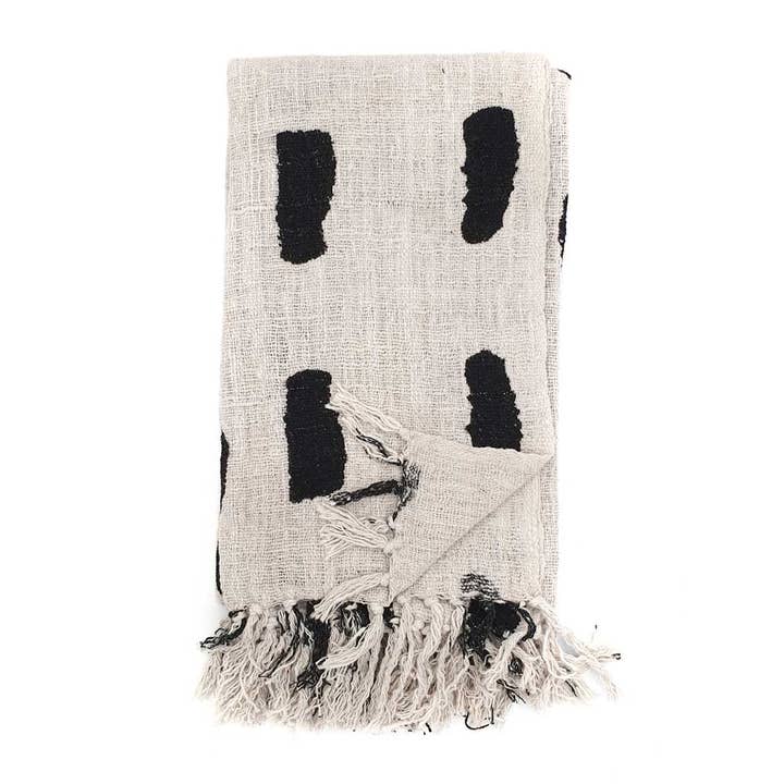 Cotton Throw Black Dots for wholesale by FERN