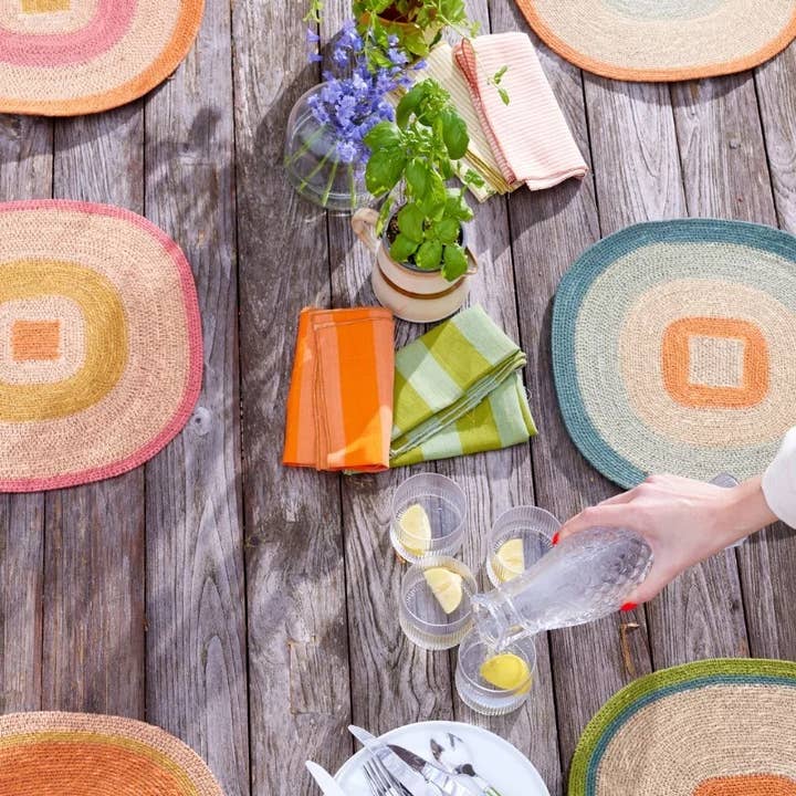 Bonheur du Jour - Wholesale Dinner & Cloth Napkin - Set of 2 Table Napkins - Large Orange Stripes3
