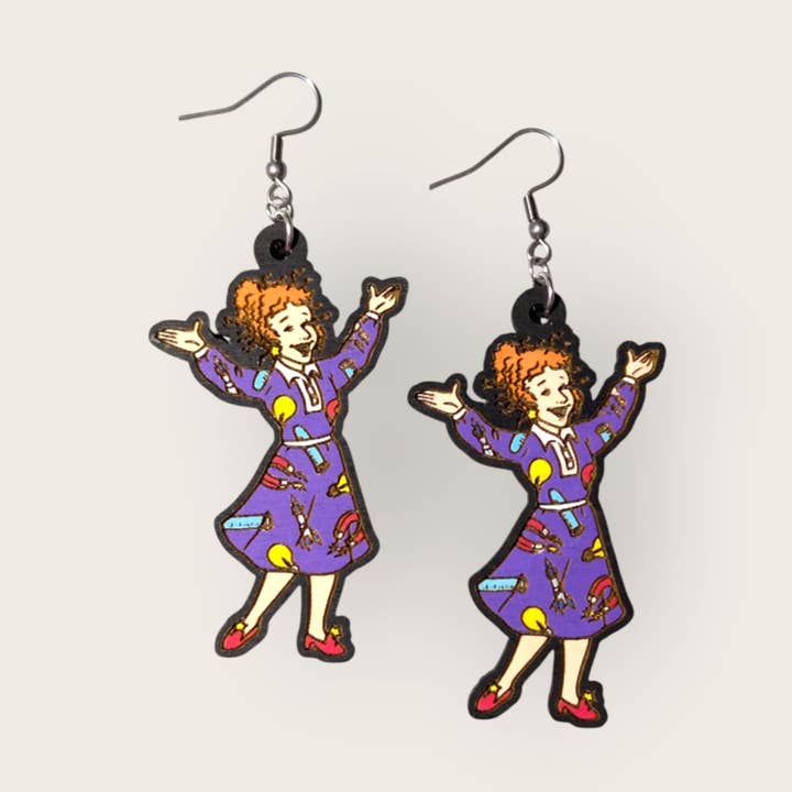 Nostalgic Science Teacher Hand Painted Dangle Earrings for wholesale by Moon Child Trinkets