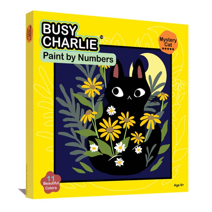 Kit di pittura con i numeri per bambini - Mystery Cat per la vendita all'ingrosso da parte di Busy Charlie LLC