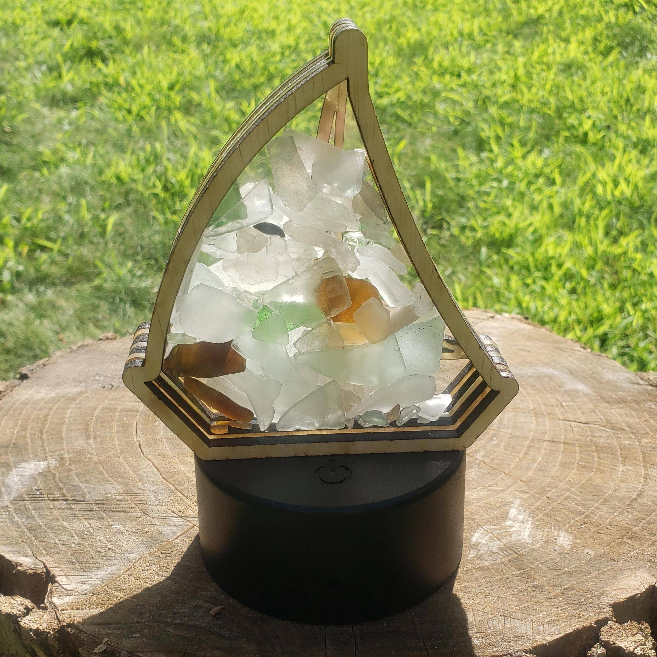 Sea Glass Displays - Wholesale Display Case - Sailboat Sea Glass Shadowbox Display Display 4 Styles5