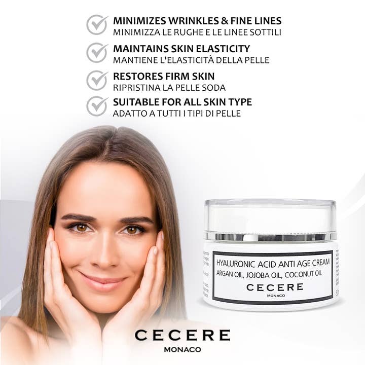 Cecere Monaco (Cecere Laboratories - Cecere Group)) – wholesale Anti-aging fuktkräm – Hyaluronsyra grädde med arganolja Jojobaolja kokosolja