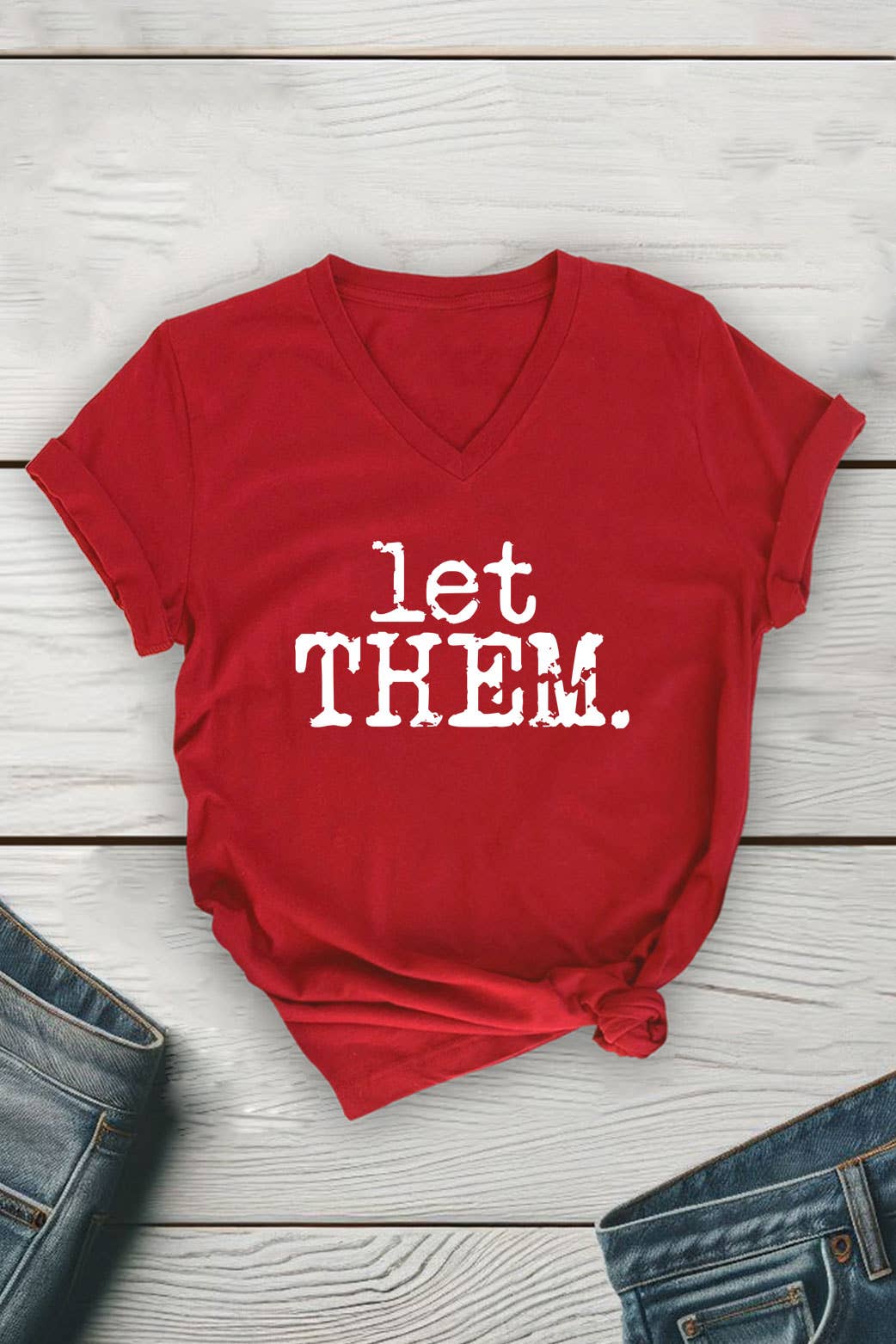 Top Avenue - Wholesale T-Shirt (Graphic) - Unisex - Let Them Retro Typewriter Unisex V Neck Tee3