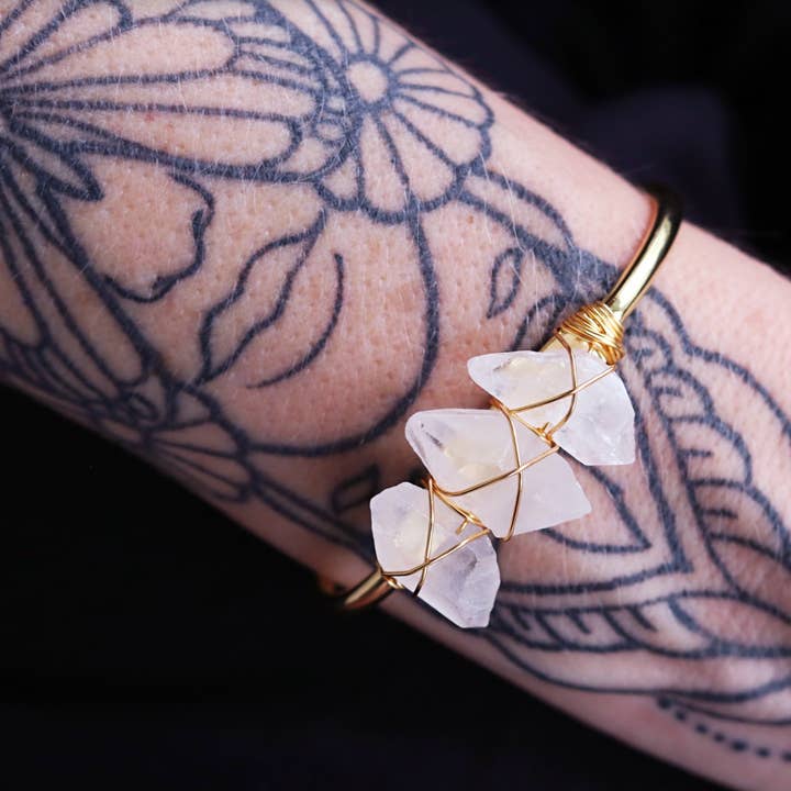 Quartz for Days Crystal Adjustable Wire Wrapped Bracelet - Bali Moon for wholesale by Bali Moon Jewels