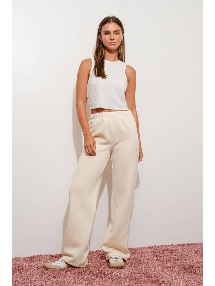CREAM BOW WIDE LEG SWEATPANTS for wholesale on Faire