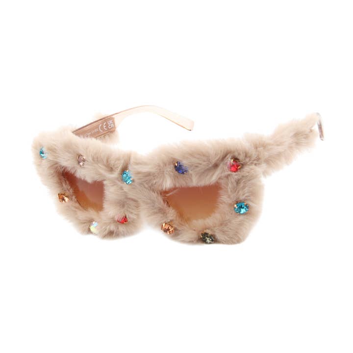 Lunettes de soleil œil de chat en fourrure gemme pour la vente par V by Vye Eyewear