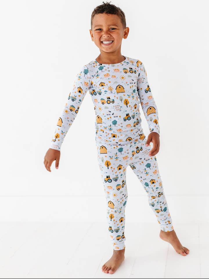 Kids Bamboo Pajamas - Sawyer - Farm Friends for wholesale by Bird & Bean®