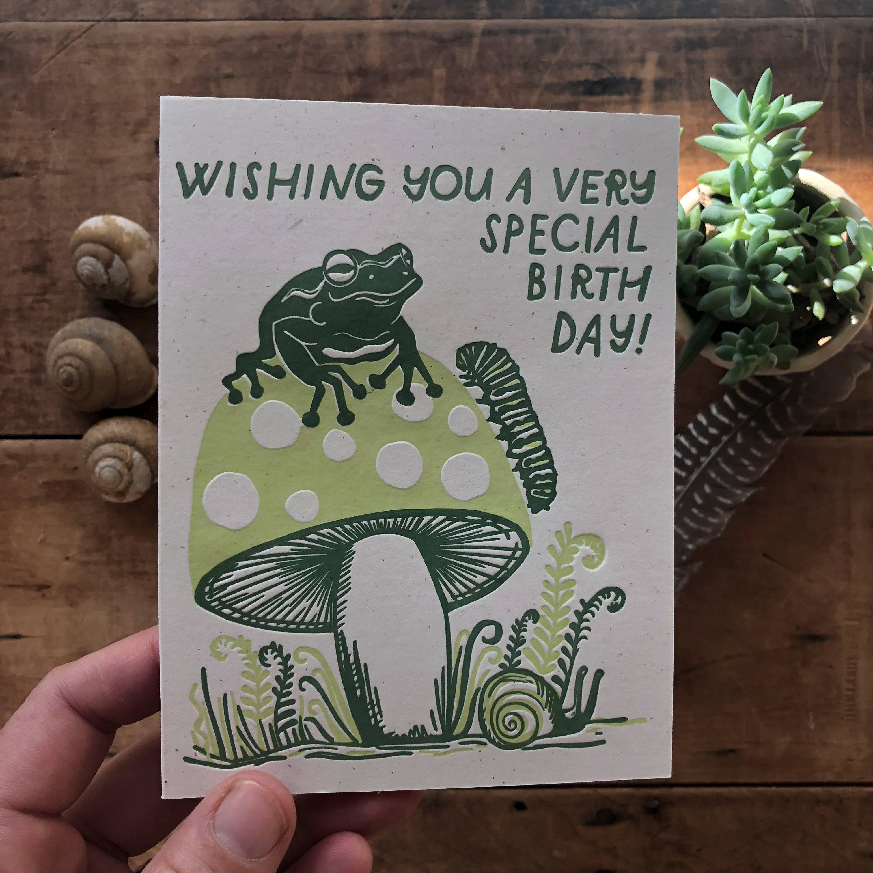 Ratbee Press - Wholesale Birthday Card - Birthday Frog Mushroom Card2