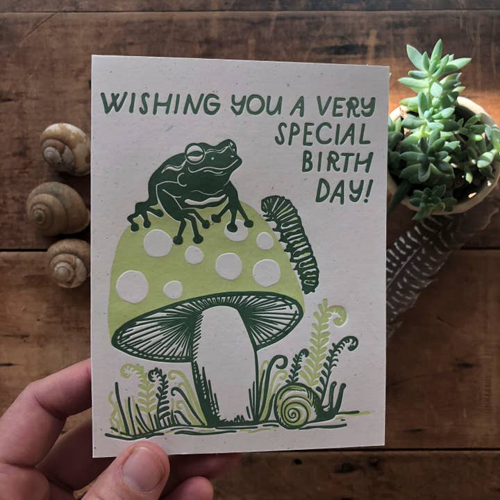 Ratbee Press - Wholesale Birthday Card - Birthday Frog Mushroom Card2