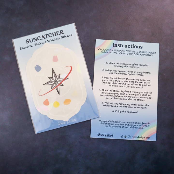 Riskit Design - Wholesale Suncatcher - KPOP Stay's Compass Rainbow Suncatcher Decal Sticker1