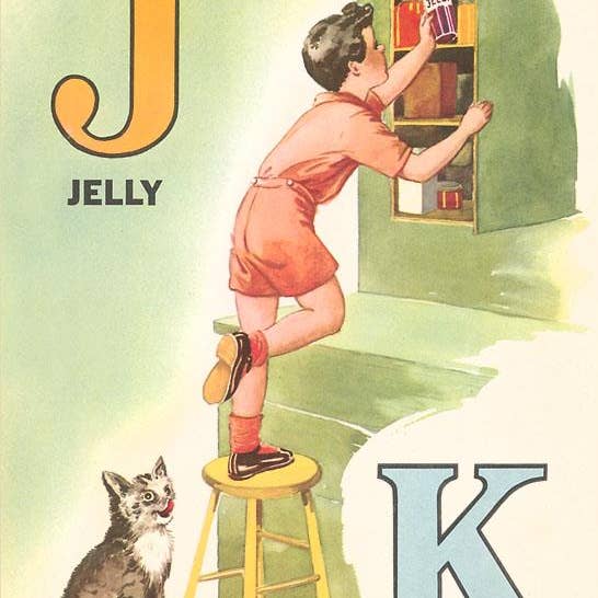 Art Print KF-719 J for Jelly, K for Kitten for wholesale by Found Image Press