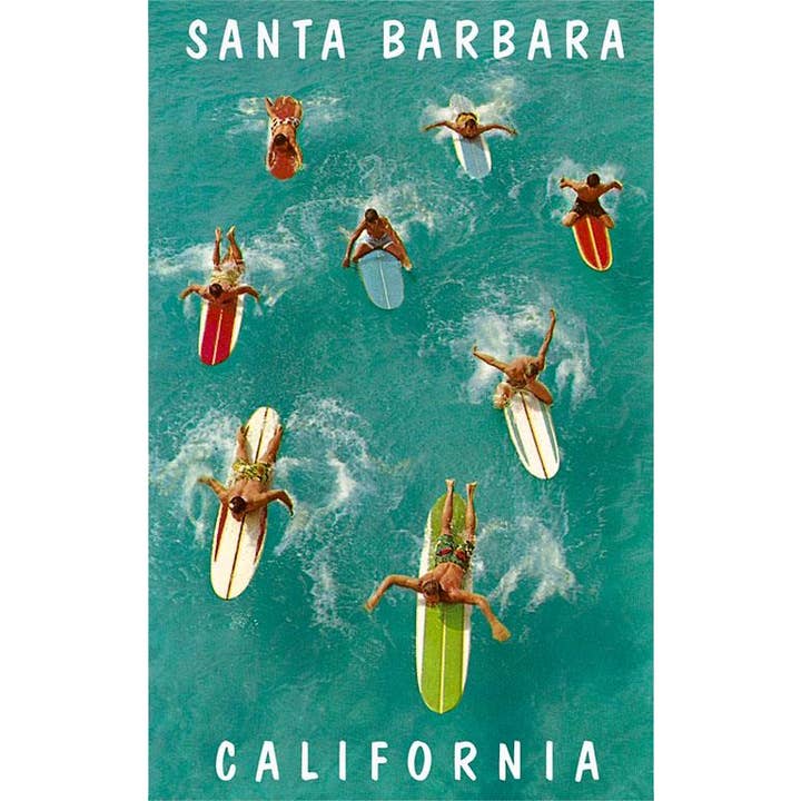 Postcard SB-177 Surfers Paddling, Santa Barbara, California for wholesale by Found Image Press