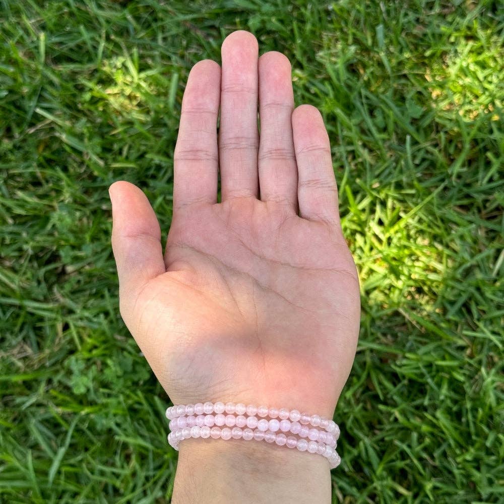 Earths Elements Wholesale - Wholesale Beaded Bracelet - Crystal Bracelet - 4mm Rose Quartz, pack of 52