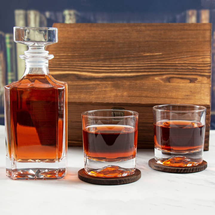MB Brands Inc - Wholesale Decanter - Add Your Logo - Classic Decanter Set In Wood Box
