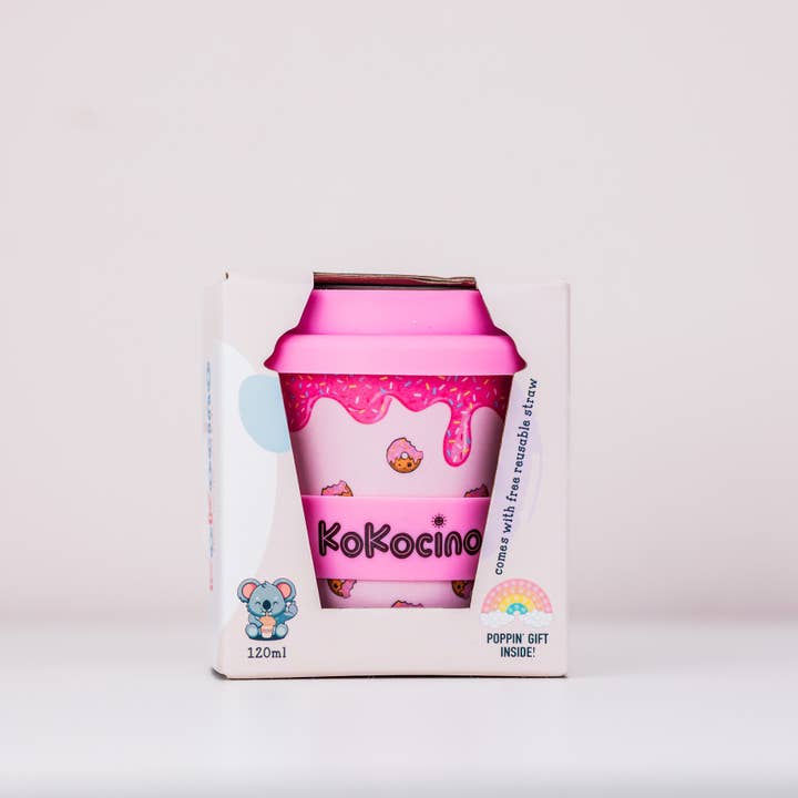 KoKocino - Wholesale Drinking Glass/Cup - Kids & Baby - Doughnut Sprinkles Babyccino cup + Straw & Pop-it toy 120ml