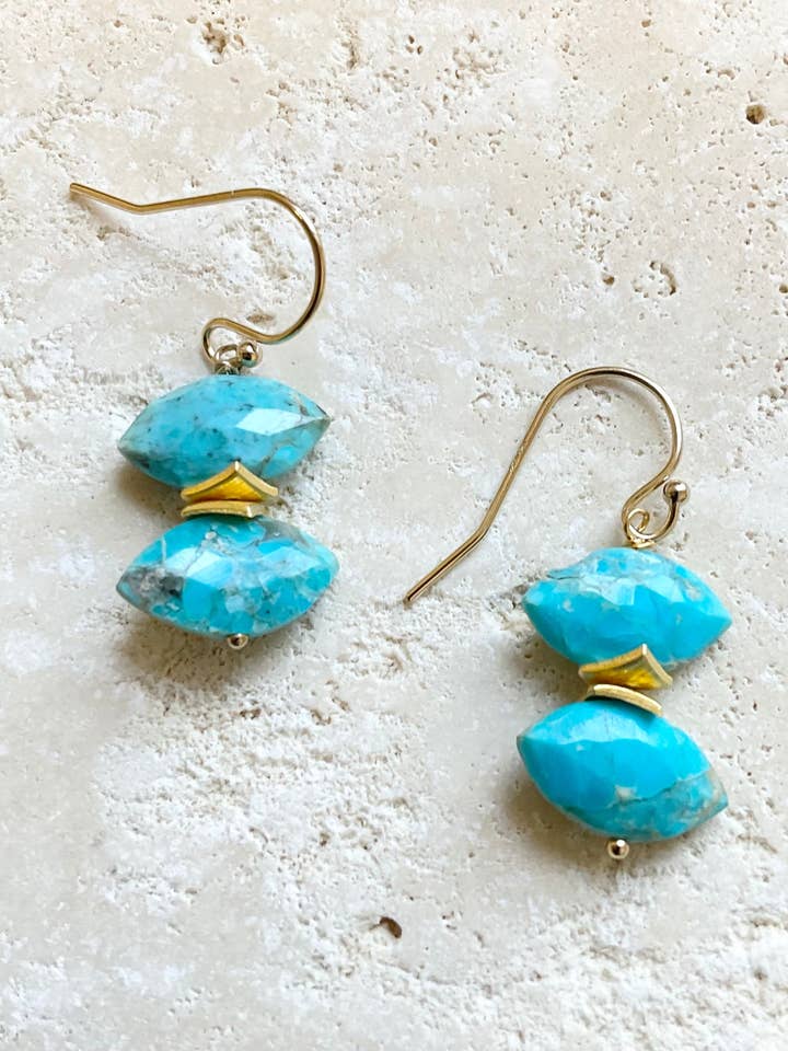 Double marquis drop earrings in gold - E494 for wholesale by Treisi